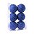 Kit Bolas Listras Azul 8cm - 06 unidades - Cromus Natal - Rizzo Embalagens - Imagem 1