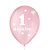 Balão de Festa Decorado 1 Aninho - Rosa Baby e Branco Polar - Balões São Roque - Rizzo - Imagem 1