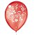Balão de Festa Decorado Arabesco - Vermelho Quente e Branco Polar - Balões São Roque - Rizzo - Imagem 1