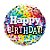 Balão de Festa Bubble 18" - Birthday Confete Arco-Iris- 01 Unidade - Qualatex - Rizzo Balões - Imagem 1