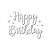 Transfer Para Balão Lettering Branco - Happy Birthday Estrela - 01 Unidade - Cromus Balloons - Rizzo Embalagens - Imagem 1