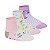 Meia Molekinha Cano Médio- Violeta/Rosa/ Branco Colorido Kit 3 Pares - Imagem 1