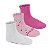 Meia Infantil Menina Molekinha Cano Médio Corações- Rosa-Multi Rosa/Pink/Branco Kit 3 Pares - Imagem 1