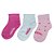 Meia Infantil Menina Molekinha Cano Médio Corações- Rosa-Multi Rosa/Pink/Branco Kit 3 Pares - Imagem 2