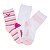 Meia Infantil Menina Cano Longo Molekinha Listras- Branco Rosa/ Branco Pink/Multicolor Kit 3 Pares - Imagem 4