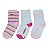 Meia Infantil Menina Cano Longo Molekinha Listras- Branco Rosa/ Branco Pink/Multicolor Kit 3 Pares - Imagem 5