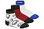 Meia Infantil Menino Molekinho Cano Médio- Branco/ Vermelho/ Branco Azul Kit 3 Pares - Imagem 5
