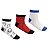 Meia Infantil Menino Molekinho Cano Médio- Branco/ Vermelho/ Branco Azul Kit 3 Pares - Imagem 4