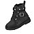 Bota Coturno Infantil Menina Molekinha Napa Berlim Milano Fivela- Preto/Preto - Imagem 3