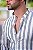 CAMISA ML SLIM LISTRADA AZUL MESCLA - Imagem 3