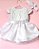 Vestido de Bebê Menina Batizado Branco Renda Flores - Imagem 1