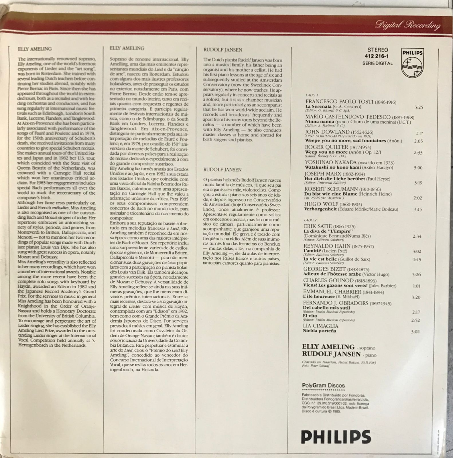 LP - Elly Ameling, Rudolf Jansen – Serenata– Dixieland Jam - Imagem 2