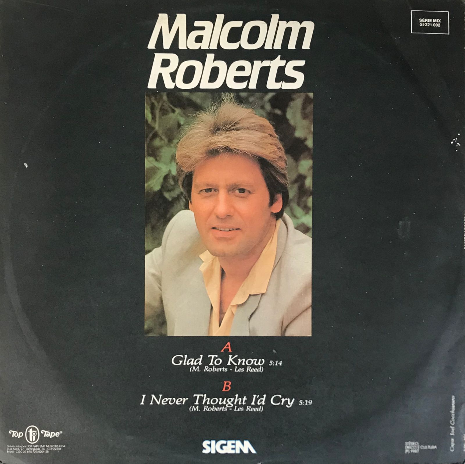 LP - Malcolm Roberts- Glad to know I never thought I´d cry - ( Single ) - Imagem 2