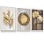 Quadro Decorativo Moderno Flores Folhagens Dourada Ornamento Minimalista Kit 3 Quadros - Imagem 3