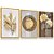 Quadro Decorativo Moderno Flores Folhagens Dourada Ornamento Minimalista Kit 3 Quadros - Imagem 4