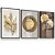 Quadro Decorativo Moderno Flores Folhagens Dourada Ornamento Minimalista Kit 3 Quadros - Imagem 2