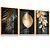 Quadro Decorativo Folhas Golden Palmeiras Douradas Folhagens Kit 3 Quadros - Imagem 1