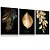 Quadro Decorativo Folhas Golden Palmeiras Douradas Folhagens Kit 3 Quadros - Imagem 4