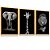 Quadro Decorativo Animais Elefante Girafa Leão Preto e Branco Kit 3 Quadros - Imagem 3