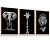 Quadro Decorativo Animais Elefante Girafa Leão Preto e Branco Kit 3 Quadros - Imagem 4