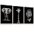 Quadro Decorativo Animais Elefante Girafa Leão Preto e Branco Kit 3 Quadros - Imagem 1