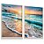Quadro Decorativo Praia Entardecer Ondas Sol Mar Kit 2 - Imagem 1