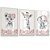 Quadro Decorativo Infantil Elefantinha Girafinha Onçinha Flores Rosa Kit 3 Quadros - Imagem 1