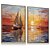 Quadro Decorativo Barco a Vela Pintura Mar Pinceladas Kit 2 - Imagem 4