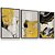 Quadros Composição Abstrato Preto Amarelo Pintura Pinceladas Kit 3 - Imagem 1