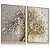 Quadro Decorativo Árvore Dourada Natureza Folhas Claras Kit 2 - Imagem 1