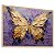 Quadro Pintura Borboleta Asas Dourado Roxo Sala Quarto - Imagem 1