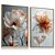 Quadro Decorativo Flores Folhas Pétalas Delicadas Tons Laranja Azul Branca - Imagem 4