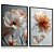 Quadro Decorativo Flores Folhas Pétalas Delicadas Tons Laranja Azul Branca - Imagem 2