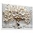 Quadro Árvore da Vida Flores Brancas Folhas Douradas Gold Natureza - Imagem 3