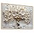 Quadro Árvore da Vida Flores Brancas Folhas Douradas Gold Natureza - Imagem 4