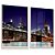 Quadro Decorativo Arquitetura Ponte do Brooklyn Nova York Cidade Noturna Kit 2 - Imagem 2