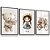 Quadro Decorativo Infantil Menina Ursinho Flores Bicicleta Kit 3 Quadros - Imagem 4