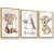 Quadro Decorativo Infantil Raposinha Coelhinha Nome Personalizado Flores Kit 3 Quadros - Imagem 3