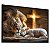 Quadro Decorativo Leão Ovelha Religioso Jesus Fé Religião - Imagem 3