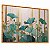 Quadro Decorativo Flores Tons Verde Dourado Delicadas Lótus Pintura - Imagem 2