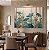 Quadro Decorativo Flores Tons Verde Dourado Delicadas Lótus Pintura - Imagem 1