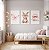 Kit 3 Quadros Decorativos Infantil Coelhinha Cogumelo Flores Borboleta Rosa - Imagem 1