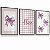 Kit 3 Quadros Decorativos Infantil Laço Xadrez Rosa Nome Personalizado - Imagem 5