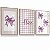 Kit 3 Quadros Decorativos Infantil Laço Xadrez Rosa Nome Personalizado - Imagem 3