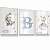 Kit 3 Quadros Infantil Ursinho Nome Personalizado Pescando Lua Estrelas Tons Azuis Quarto - Imagem 2