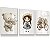 Kit 3 Quadros Decorativos Infantil Ursinho Flores Bicicleta Menina Tranças Quarto Criança - Imagem 2