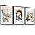 Kit 3 Quadros Decorativos Infantil Ursinho Flores Bicicleta Menina Tranças Quarto Criança - Imagem 6