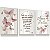 Quadro Decorativo Borboletas Rosa Dourado Nome Personalizado Oração Santo Anjo Kit 3 Quadros - Imagem 2
