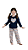 Ref. 5056 Pijama feminino infantil longo em malha xadrez - azul marinho - Imagem 1