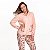 Pijama Soft Inverno Feminino Com Gola Abertura Frontal e Botões Amamentação Floral Salmão - Imagem 1